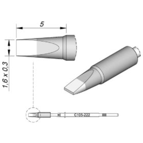 JBC - Lötspitze Serie C105, Meißelform, C105222/1,6 x 0,3mm, gerade, High Thermal