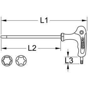 KSTOOLS® - T-Griff-Winkelstiftschlüssel Torx Kugelkopf,T6