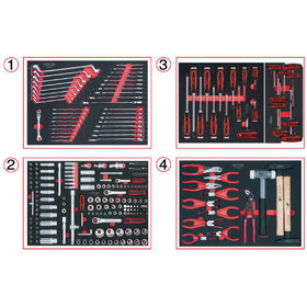 KSTOOLS® - Universal-Systemeinlagen-Satz für 4 Schubladen mit 251 Premium-Werkzeugen