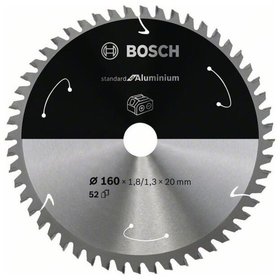 Bosch - Sägeblatt Standard for Aluminium für Akku-Kreissäge 160 x 1,8/1,3 x 20, 52 Z (2608837757)