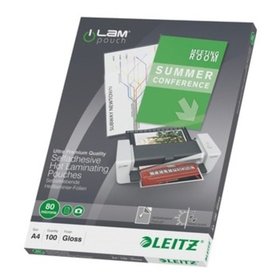 LEITZ® - Heißlaminierfolien, A4, 80µm, Pck=100 Stück, 33872, glänzend, selbstklebend