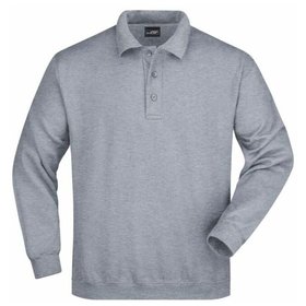 James & Nicholson - Polo Sweatshirt JN041, grau heather, Größe XL