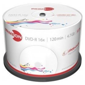 PRIMEON - DVD-R, 4.7GB, 120Min, 16x Cakebox, Pck=50 Stück, 11-100-016, photo-on-disc S