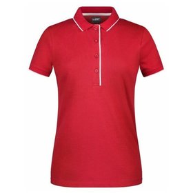 James & Nicholson - Damen Poloshirt Multi Stripe JN727, rot/weiß, Größe XL