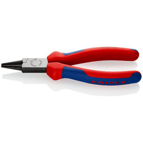 KNIPEX® - Rundzange schwarz atramentiert, mit Mehrkomponenten-Hüllen 160 mm 2202160