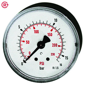 RIEGLER® - Standardmanometer, Kunststoff, G 1/4" hinten, 0-10,0 bar/145 psi, Ø40mm