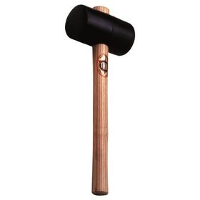 THOR - Schwarzgummi Hammer, Rund Ø x l 40 x 80 mm, 150 g, mit Holzstiel