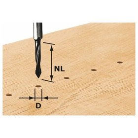 Festool - Durchgangsbohrer HW Schaft-ø8mm S8 ø5/30mm