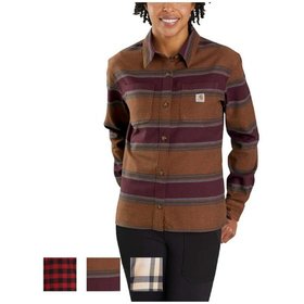 carhartt® - Damen Flanell-Hemd kariert, 1/1 Arm, RUGGED FLEX FLANNEL, ch brown stripe, Gr. M