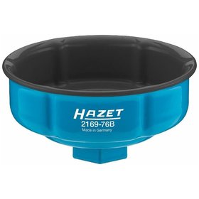 HAZET - Ölfilter-Schlüssel 2169-76B ∙ Vierkant 12,5mm (1/2") ∙ Rillenprofil ∙ 85mm