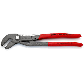 KNIPEX® - Federbandschellenzange mit Feststeller grau atramentiert, mit rutschhemmendem Kunststoff überzogen 250 mm 8551250AF