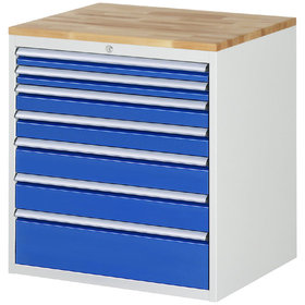 RAU. - Schrank für 7000, 770 x 650 x 825mm, 7 Schubladen, Bucheplatte