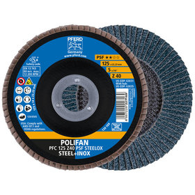 PFERD - POLIFAN Fächerscheibe PFC 125x22,23 mm konisch Z40 Uni.-Linie PSF STEELOX Stahl/Edelstahl (10)