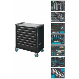 HAZET - Werkstattwagen Assistent 179NXL-8-VW/243, Schubladen, flach: 7 x 81 x 696 x 398mm, Schubladen, hoch: 1 x 166 x 696 x 398mm, 243-teilig