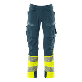 MASCOT® - Hose mit Knietaschen Dunkelpetroleum/Hi-vis Gelb 19179-511-4417, Größe 76 C56