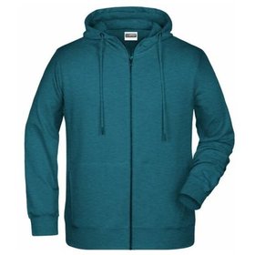 James & Nicholson - Herren Hoody Sweatjacke 8026, petrol-melange, Größe XL