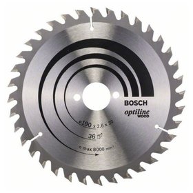 Bosch - Kreissägeblatt Optiline Wood für Handkreissägen ø190 x 30 x 2,6mm, 36 Zähne (2608640616)