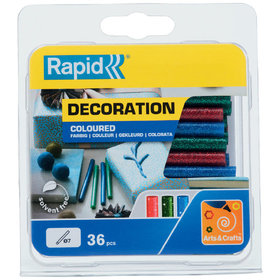 Rapid® - Klebesticks Glitzer (rot, grün, blau) ø7 x 90mm 36er Pack, 5001424