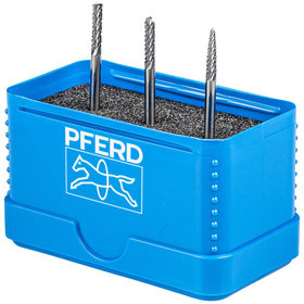 PFERD - Hartmetall Kleinfrässtift Set 3-tlg. Zahnung 3 PLUS Ø 3mm Schaft-Ø 3mm universal mittel kreuzverzahnt