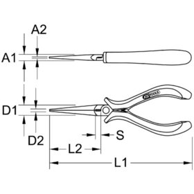 KSTOOLS® - ESD Rundzange, gerade, ohne Hieb, 130mm