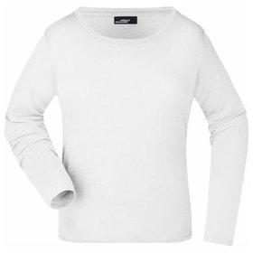 James & Nicholson - Damen Rundhalsshirt Langarm JN903, weiß, Größe XL