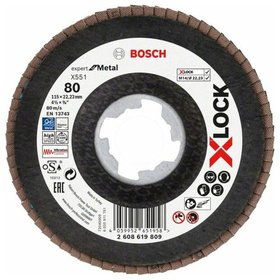 Bosch - X-LOCK-Fächerschleifscheibe X551, Expert for Metal, K: 80, Scheibend.: 115 mm (2608619809)