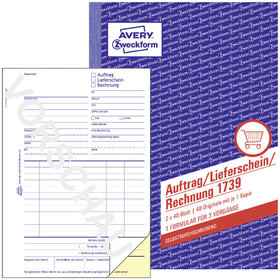 AVERY™ Zweckform - 1739 Auftrag/Lieferschein/Rechnung, A5, selbstdurchschreibend, 2x 40 Blatt
