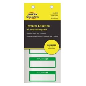 AVERY™ Zweckform - 6908 Inventar-Etiketten PES 50 x 20mm 10 Bogen/50 Etiketten, silber/grün