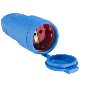 as® Schwabe - Gummikupplung, blau mit Deckelmax. Querschnitt 2, 5mm²230V/16A- IP44 Außenbereich -