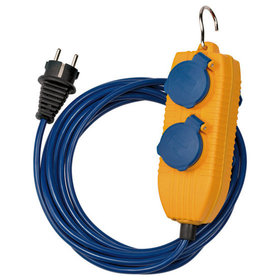brennenstuhl® - Verlängerungskabel mit 4-fach Verteiler (5m, blau, für den kurzfristigen Einsatz im Freien, IP54, mit klappbarem Metallhaken)