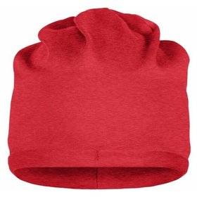 James & Nicholson - Bio-Baumwoll Beanie MB7113, karmin-rot-melange, Einheitsgröße