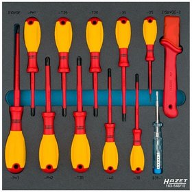 HAZET - Schraubendreher Satz, schutzisoliert 163-546/12, Kreuzschlitz Profil PH, Innen TORX® Profil, Schlitz Profil, 0,4 x 2,5 – 0,8 x 4, PH1 / TX, 12-teilig