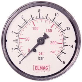 ELMAG - Druckmanometer 0-16 bar ø63mm, 1/4" Außengewinde hinten