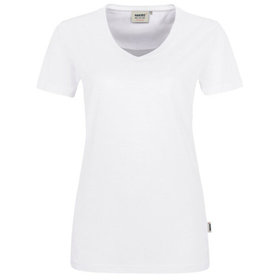 HAKRO - Damen V-Shirt Mikralinar® 181, weiß, Größe M