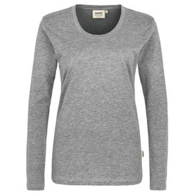 HAKRO - Damen Longsleeve Classic 178, grau meliert, Größe XS