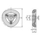 KIPP - DELTARAD INNENVIERKANT, GR.3 D1=80, SW=9, OHNE GRIFF, D2=5, THERMOPLAST SCHWARZGRAU RAL7021