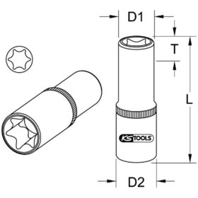 KSTOOLS® - 1/2" CHROMEplus Torx-E-Stecknuss, lang, E10