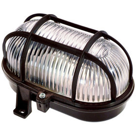 as® Schwabe - Oval-Leuchte 60W, schwarz, m.Strukturglas,PVC-Korb für E27, bis max 60W, IP44