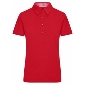 James & Nicholson - Damen Trachtenpoloshirt JN715, rot/weiß, Größe S