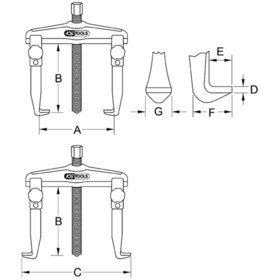 KSTOOLS® - Hydraulischer Schnellspann-Universal-Abzieher 2-armig mit verlängerten Haken, 80-250mm, 325mm