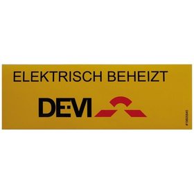 Danfoss - Warnschild gelb selbstklebend, Warntext "Elektrisch beheizt"