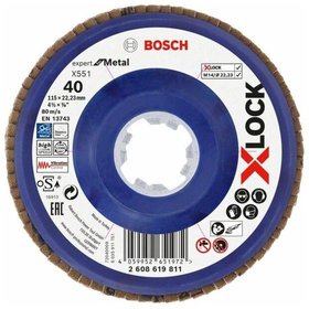 Bosch - X-LOCK-Fächerschleifscheibe X551, Expert for Metal, K: 40, 115 mm (2608619811)