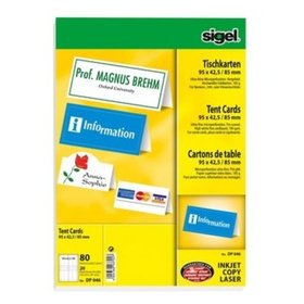 sigel® - Tischkarte, 95x42,5mm, 185g, hochweiß, Pck=80 Stück, DP046