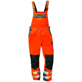 elysee® - Warnschutz-Latzhose METZ, warn-orange/grau, Größe 58