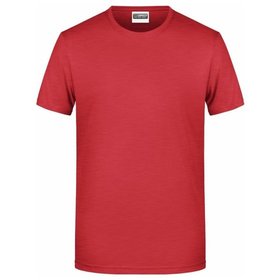 James & Nicholson - Herren Basic T-Shirt 8008, karmin-rot-melange, Größe L