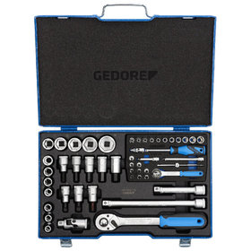 GEDORE - Steckschlüsselsatz, Set 50-teilig, 1/4 + 1/2", 19 V20 U10, Blau