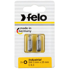 FELO - Bit, Industrie C 6,3 x 25mm, 2 Stück auf Karte 3,0mm