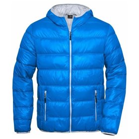 James & Nicholson - Herren Daunenjacke ultraleicht JN1060, blau/silber, Größe XXL