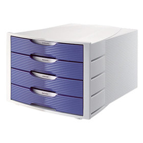 Soennecken - Schubladenbox 1553 4 geschlossene Schübe blau