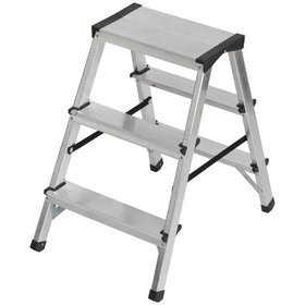 brennenstuhl® - Doppelstufenleiter aus Aluminium, beidseitig begehbar, max. Traglast 150kg, 2x3